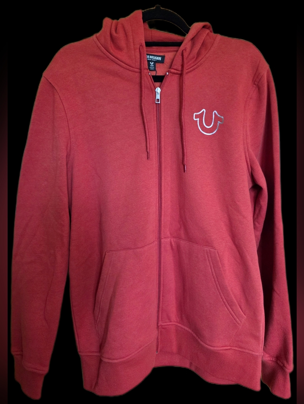 💛 56. True Religion Men's Size M Orange Zippered Sweater